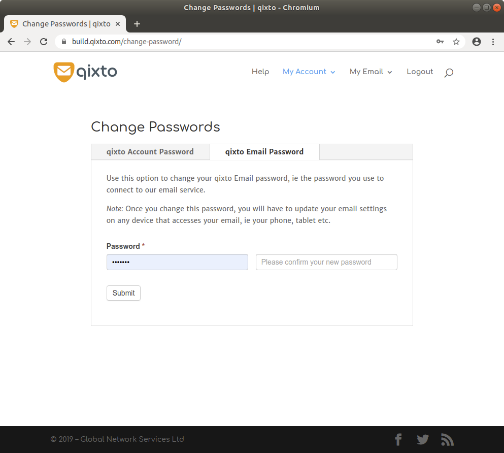 Change your qixto Email Password
